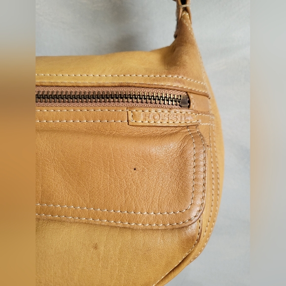 Fossil Light Brown Satchel Shoulder Bag Brass Tone Hardware  11 x 7 - Picture 11 of 16